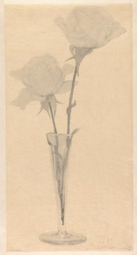Glass vase with two roses
