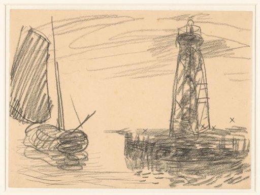 Study sheet with boat and lighthouse