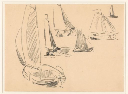 Study sheet with various sailing ships