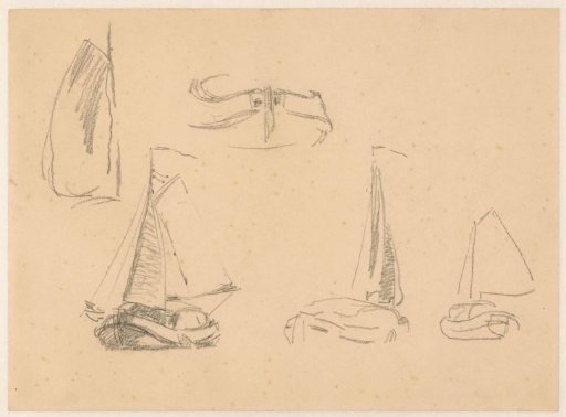 Study sheet with various sailing ships
