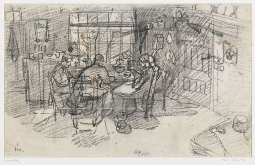 Peasant Interior with Four People Eating Around a Table
