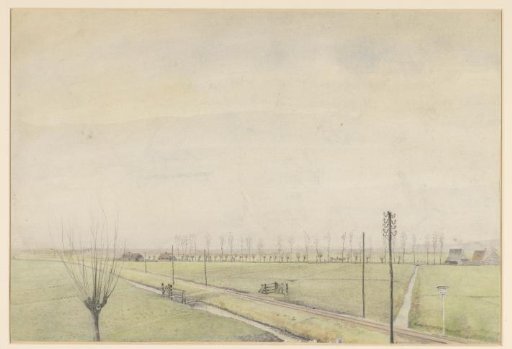 Tramway and Road in a Meadow near Rhoon