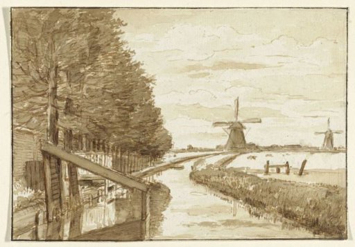Landscape with a Canal and Two Mills