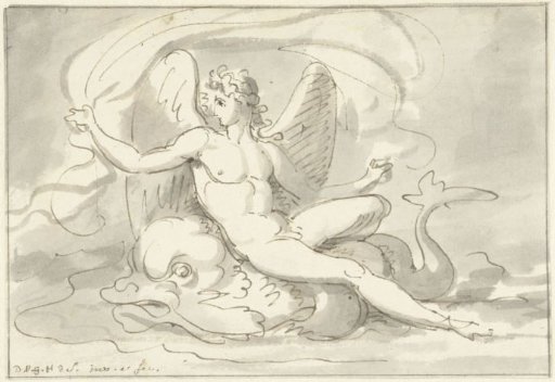 Sea god on a dolphin