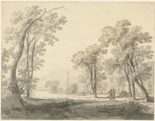 Landscape with two figures on the right
