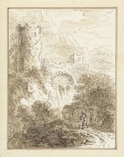 Mountain landscape with a castle ruin