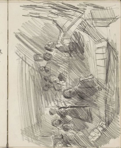 Group of seated figures, possibly a gamelan orchestra