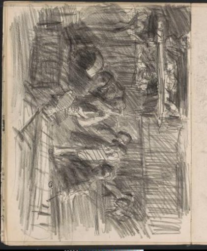 Group of seated figures, possibly a gamelan orchestra