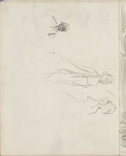 Study sheet with a male bust and two dancers
