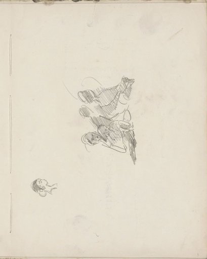Seated figures and a woman's head