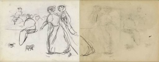 Study sheet with women and dogs