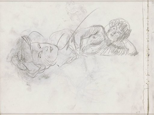 Female Heads and a Reclining Female Nude