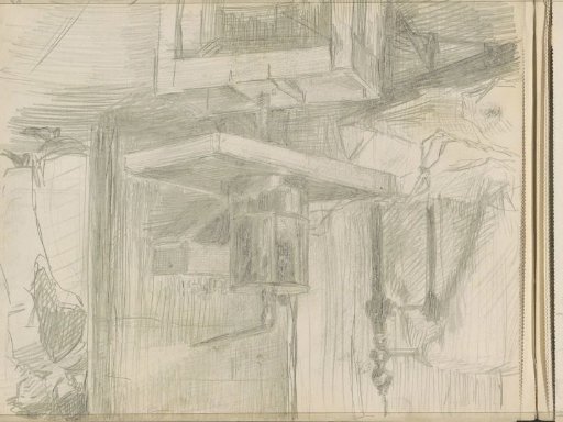 Interior with a Bed and Possibly a Hand Mill