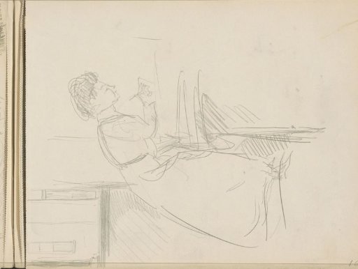 Standing Woman, Leaning Over a Table