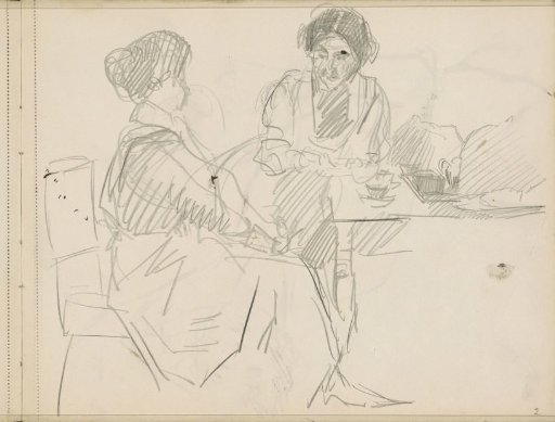 Two women at a table