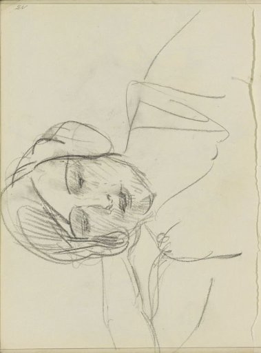 Woman with a hand behind her head