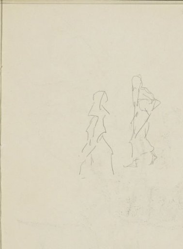 Two figures in robes, in profile