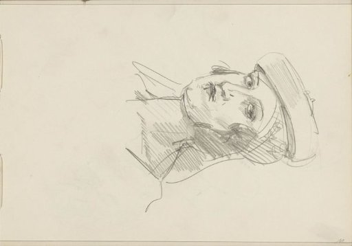Woman's head with a headscarf and a beret