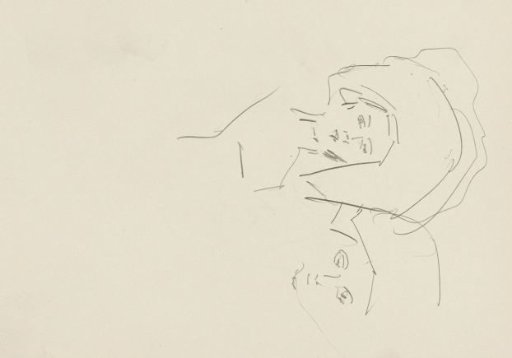 Two Women's Heads with Hats