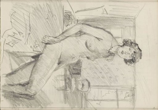 Seated female nude in an interior
