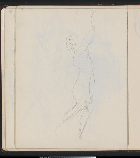 Woman with raised arm, in profile