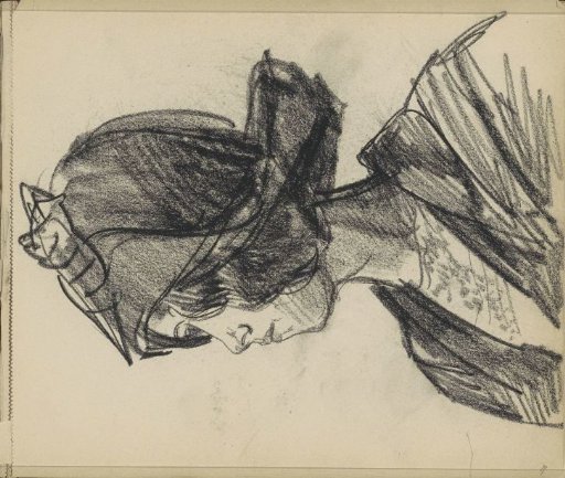 Woman with hat, in profile