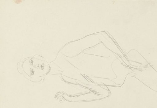 Standing woman with raised right arm