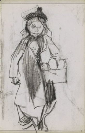 Girl with a bag or box under her arm