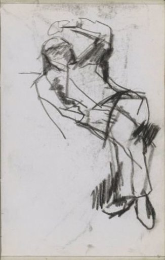 Reclining figure with raised left arm