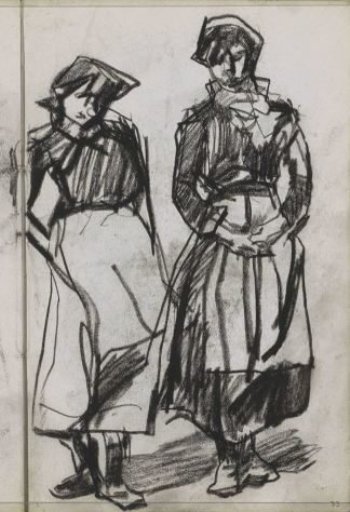 Two standing young women