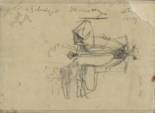 Woman with a yoke and a man with two horses