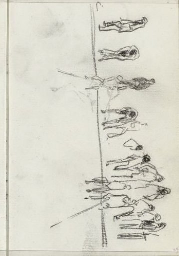 Group of figures, possibly partially fishing