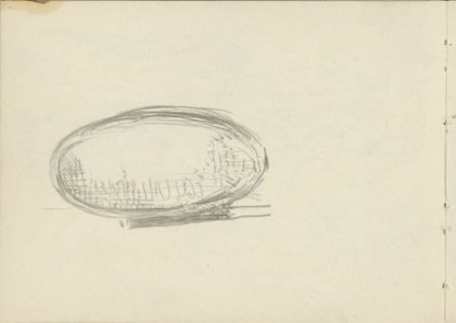 Oval object, possibly a painting