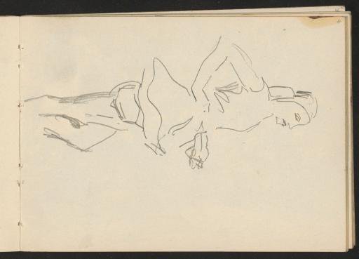 Artist in a short dress, in profile