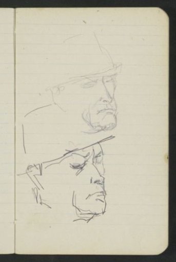 Two studies of a man's head with a hat
