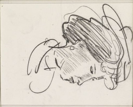 Woman's head with hat, in profile