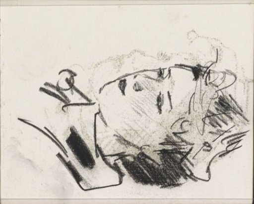 Woman's head with hat, in profile
