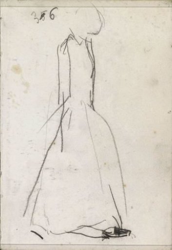 Standing woman, in profile