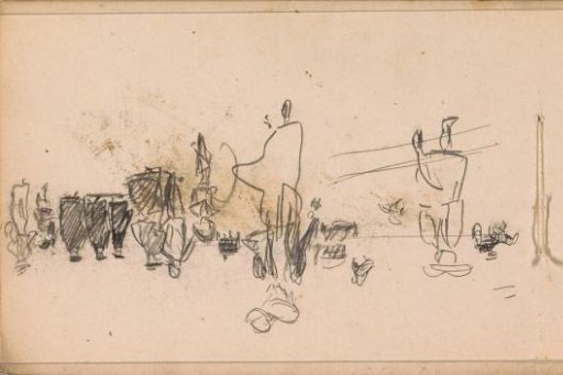 Walkers, playing children and carriages