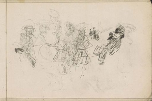 Playing children and a man on a bench