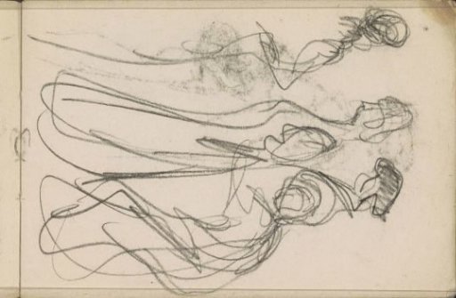 Three standing women, in profile