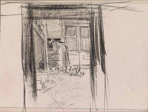 Woman in a garden or on a courtyard