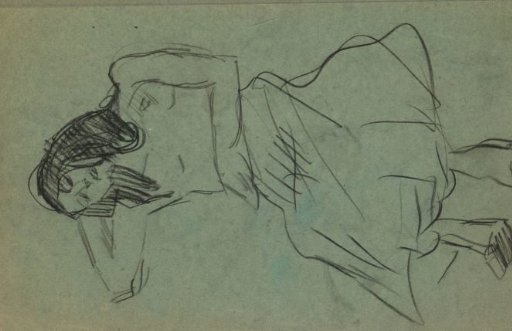 Seated woman with a hand behind her head