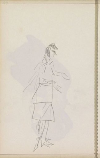Standing Woman with Outstretched Hands, in Profile