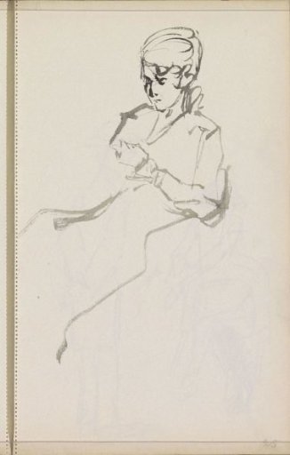 Seated Woman with Her Hands in Front of Her Chest