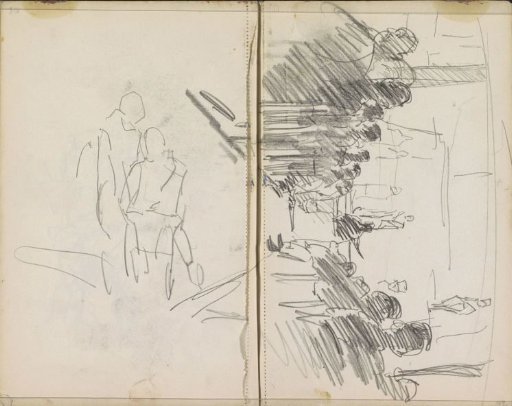 Figure studies and spectators at a theatrical performance