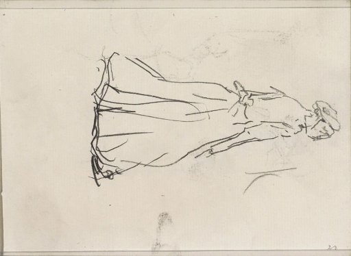 Standing woman, in profile