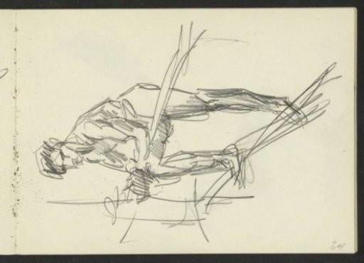 Man with Bare Torso Leaning on a Balustrade