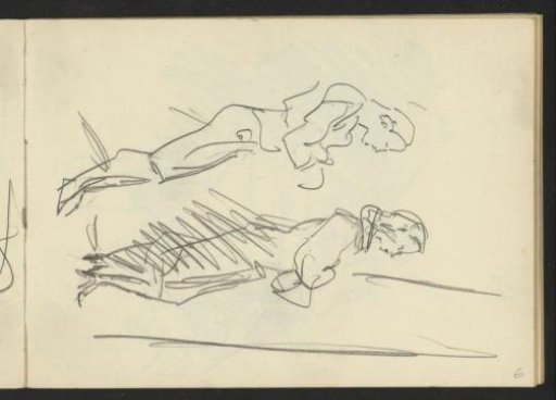 Two standing figures, in profile