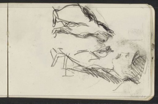 Man with a cap before a cat, in profile